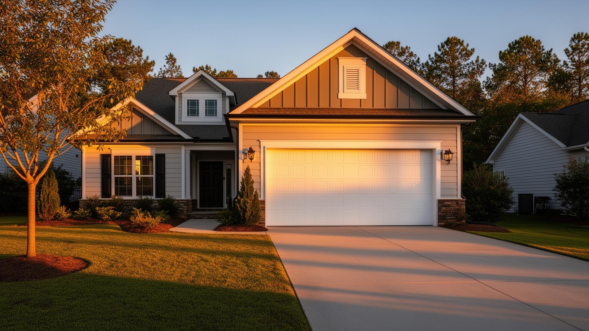Beautiful residential home with pristine garage door
